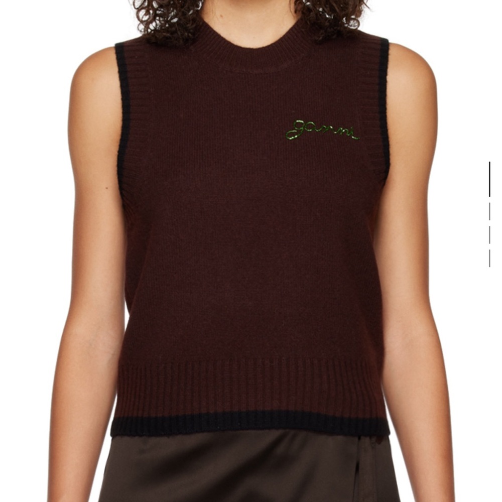 Ganni Brown Sleeveless Sweater